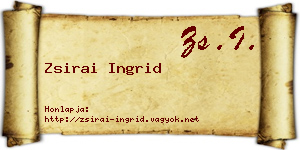 Zsirai Ingrid névjegykártya